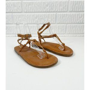 FREE PEOPLE Tan Leather Braided Sandals sz 6